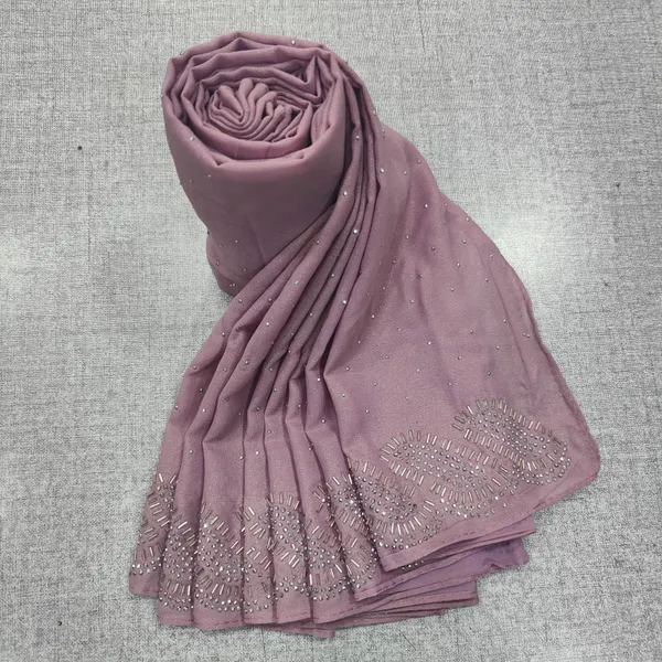 Shimmer Chiffon Hijab With Beads Work | HJ46